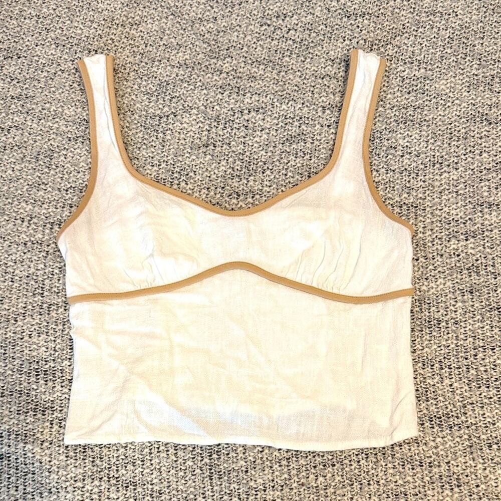 Sienna Sky size Lg White and Tan Sleeveless Top